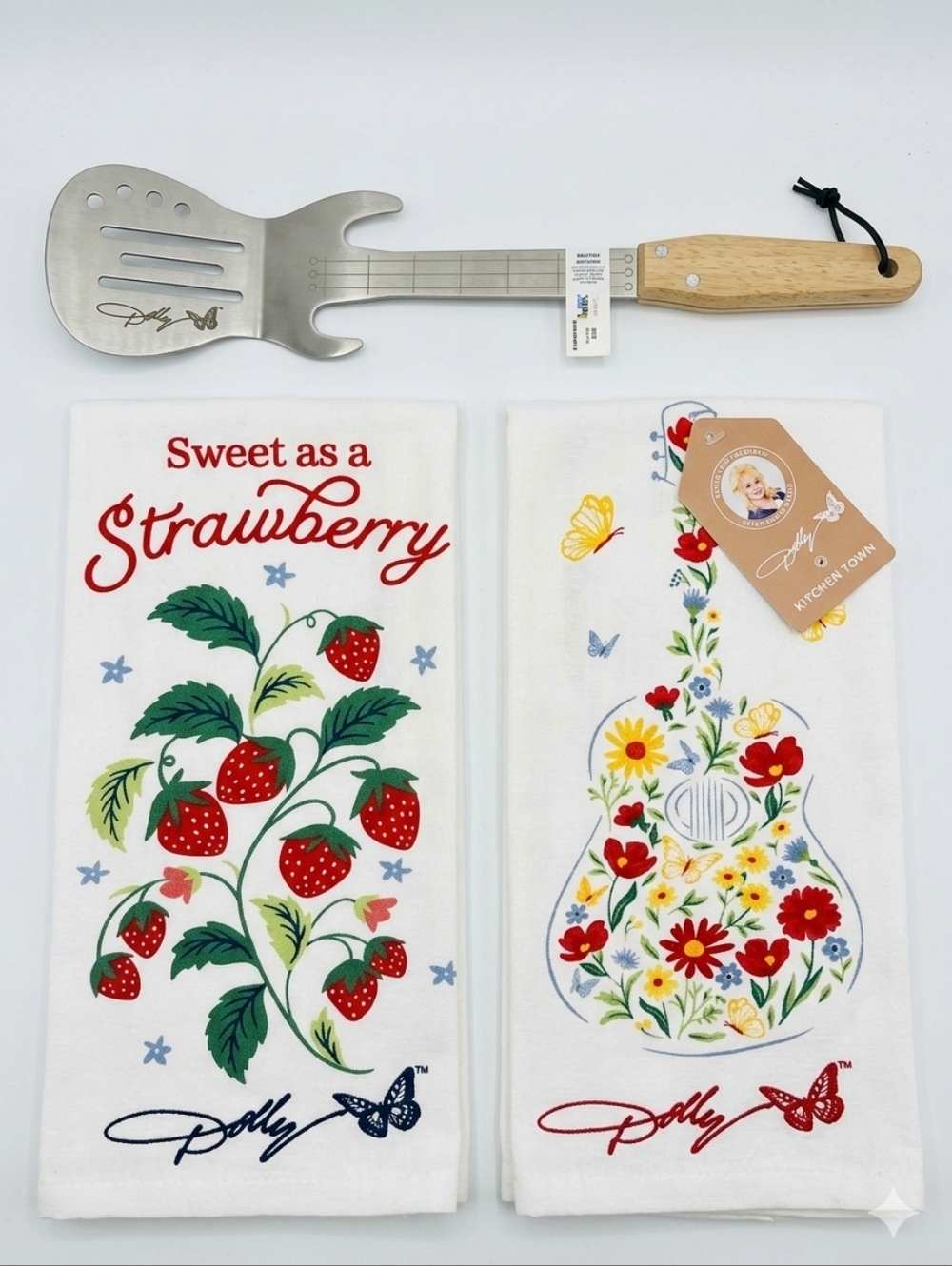 Dolly Parton Kitchen Towel and Guitar Spatula Set - RETIRED